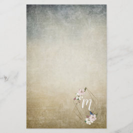 Papelería Monograma floral con pájaros