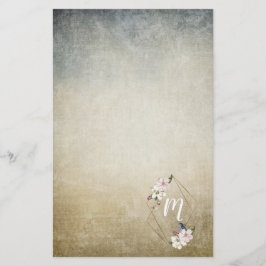 Papelería Monograma floral con pájaros