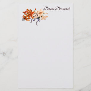 Papelería Monograma floral con su opción de letras
