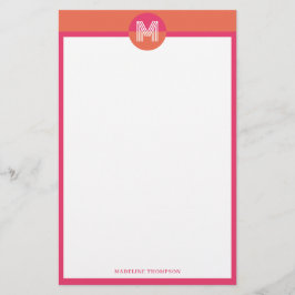 Papelería Monograma geométrico moderno rosa naranja retro ch