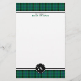 Papelería Monograma Henderson Clan Tartan Green y Blue