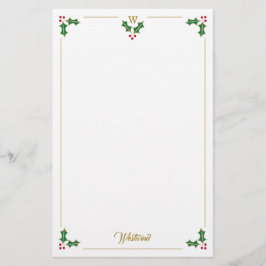 Papelería Monograma Holly y Berries Navidades personalizados