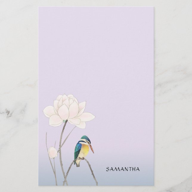 Papelería Monograma japonés vintage Kingfisher Stationery (Anverso)