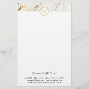 Papelería Monograma Marble Elegante Estacionamiento de Oro B