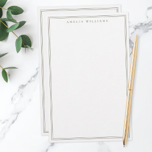 Papelería Monograma marrón minimalista con dos bordes