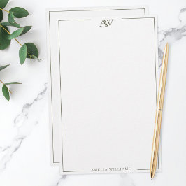 Papelería Monograma minimalista elegante verde oliva moderno