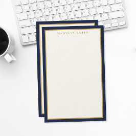 Papelería Monograma minimalista en azul marino y dorado
