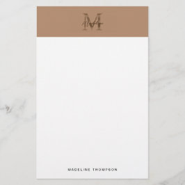 Papelería Monograma minimalista en dorado metálico taupe