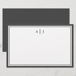 Papelería Monograma minimalista negro y blanco de dos bordes