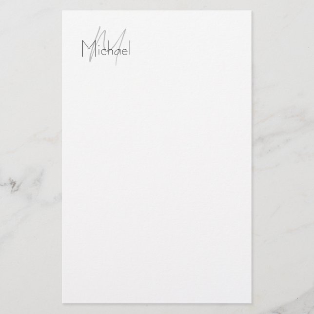 Papelería Monograma Minimalista Plano Nombre Moderno (Anverso)