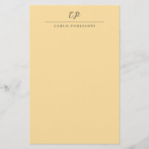 Papelería Monograma moderno beige de caligrafía nombre simpl