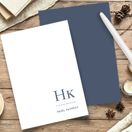 Papelería Monograma Navy simple azul blanco personalizado