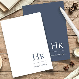 Papelería Monograma Navy simple azul blanco personalizado