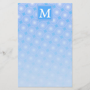 Papelería Monograma Patrón de círculos azules eléctricos