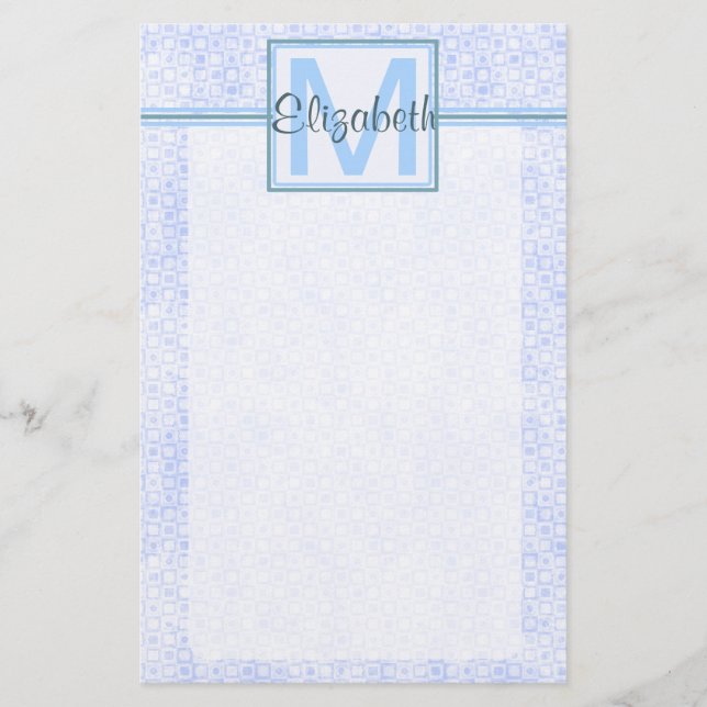 Papelería Monograma personalizado azul (Anverso)