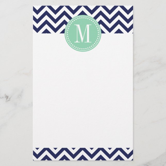 Papelería Monograma personalizado zigzag de Chevron de la (Anverso)