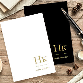 Papelería Monograma simple clásico oro negro personalizado