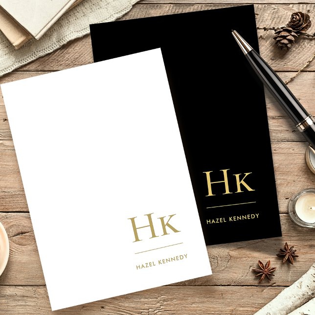 Papelería Monograma simple clásico oro negro personalizado (Subido por el creador)