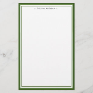 Papelería Monograma simple con borde verde clásico personal