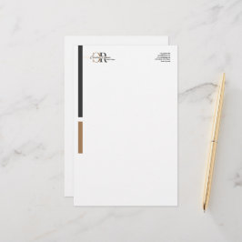 Papelería Monograma simple de oro negro moderno