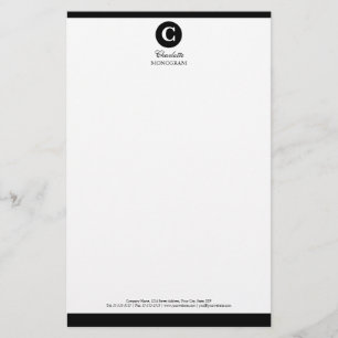 Papelería Monograma simple en blanco y negro