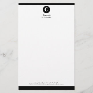 Papelería Monograma simple en blanco y negro