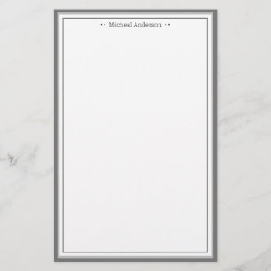Papelería Monograma Simple Gray Border Classic Personalizado
