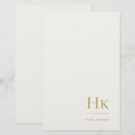 Papelería Monograma Simple Marfil Dorado Monogramado Persona