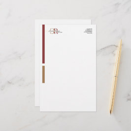 Papelería Monograma simple y moderno de oro de Borgoña
