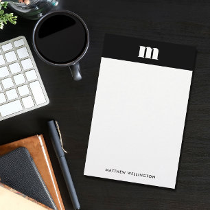 Papelería Monograma sólido negro minimalista moderno