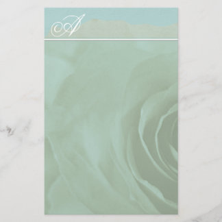 Papelería Monograma Stationery Rosa Faded En Aqua Blue