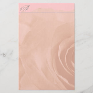 Papelería Monograma Stationery Rosa Faded En Rosa Pálido