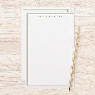 Papelería Monograma verde oliva minimalista Dos bordes