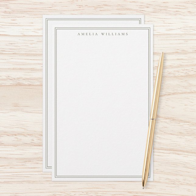 Papelería Monograma verde oliva minimalista Dos bordes (Subido por el creador)