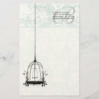 Papelería Monograma Vintage Pastel Azul Floral