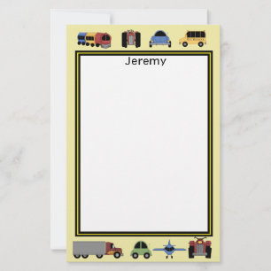 Papelería Monogramación de trenes, llanuras y automóviles
