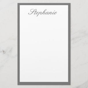 Papelería Monogramas Nombre personalizado Borde gris Bordes