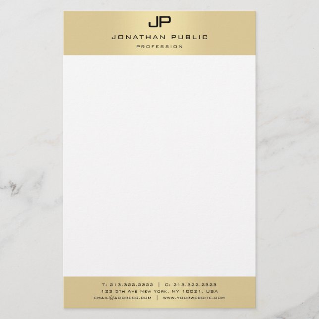 Papelería Monogramed White White Modern Template (Anverso)