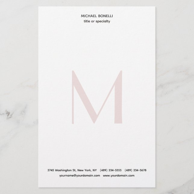 Papelería Monogramo profesional sencillo moderno Minimalista (Anverso)