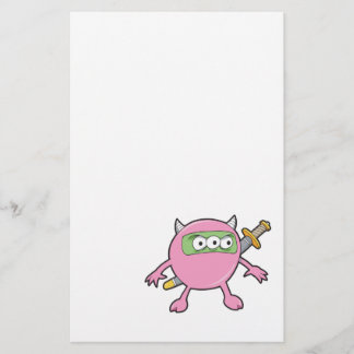 Papelería monstruo de ninja rosa