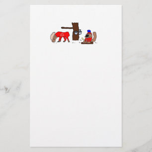 Papelería Moose y castor canadiense graciosos con jarabe de 