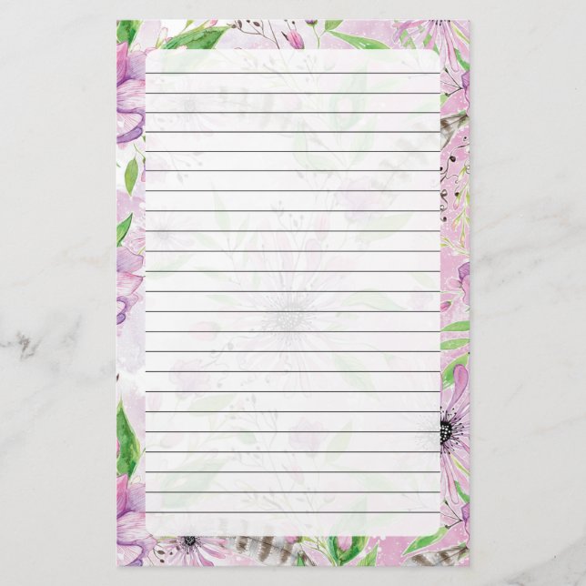 Papelería Morado Floral (Anverso)