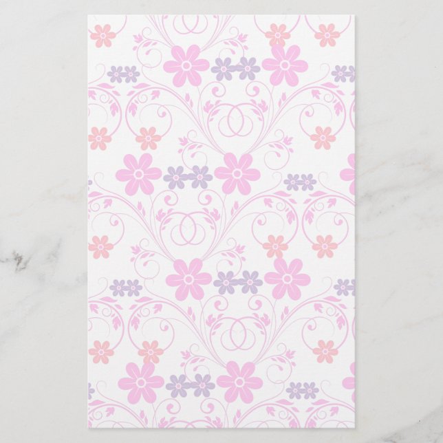 Papelería Morado y rosa floral moderna (Anverso)