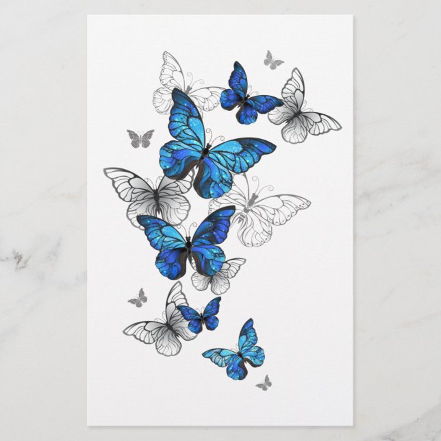 Papelería Morfo de las mariposas voladoras azules (Anverso)