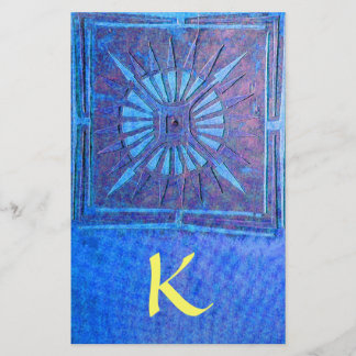 Papelería MORNING STAR MONOGRAM ,amarillo azul