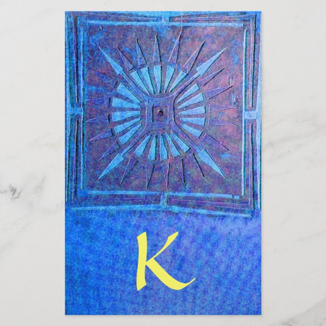 Papelería MORNING STAR MONOGRAM ,amarillo azul (Anverso)