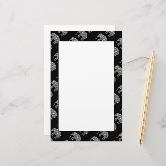 Papelería Mosaico plateado espumoso y colorido Patrón de ele (Anverso/Reverso In Situ)