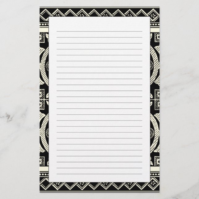 Papelería Motivo de Mandala en blanco y negro por Vision Stu (Anverso)
