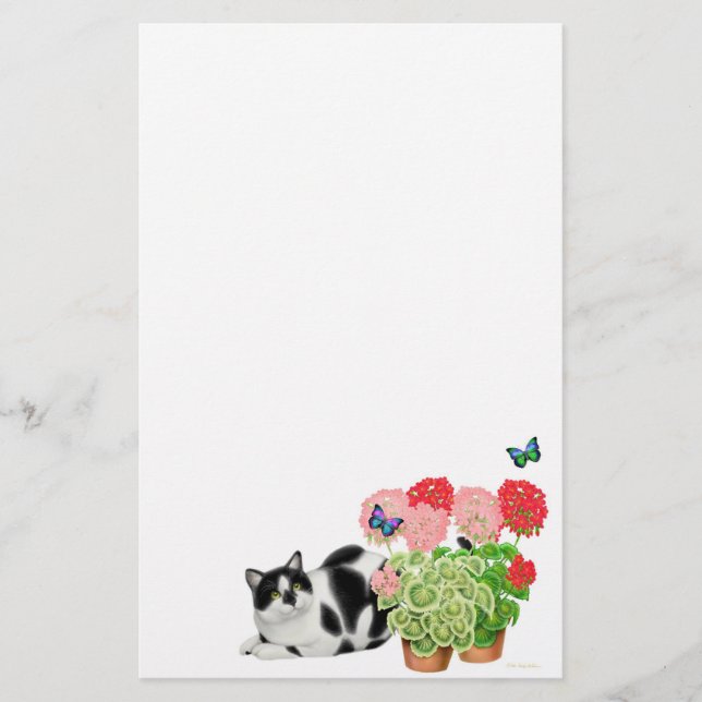 Papelería Moxie Cat & Butterflies Stationery (Anverso)