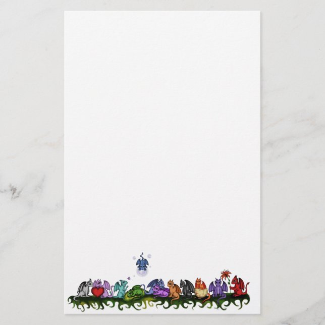 Papelería muchos dragones lindos (Anverso)